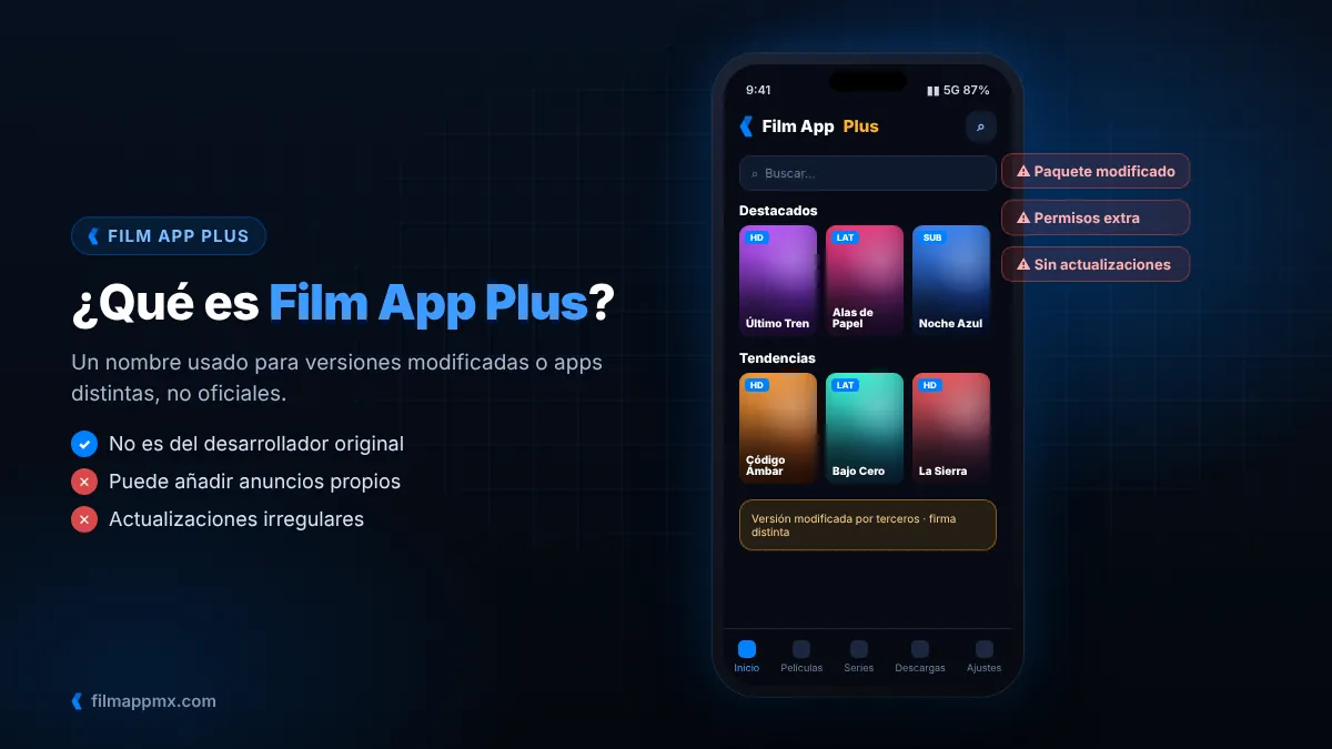 Pantalla de Film App Plus APK en Android