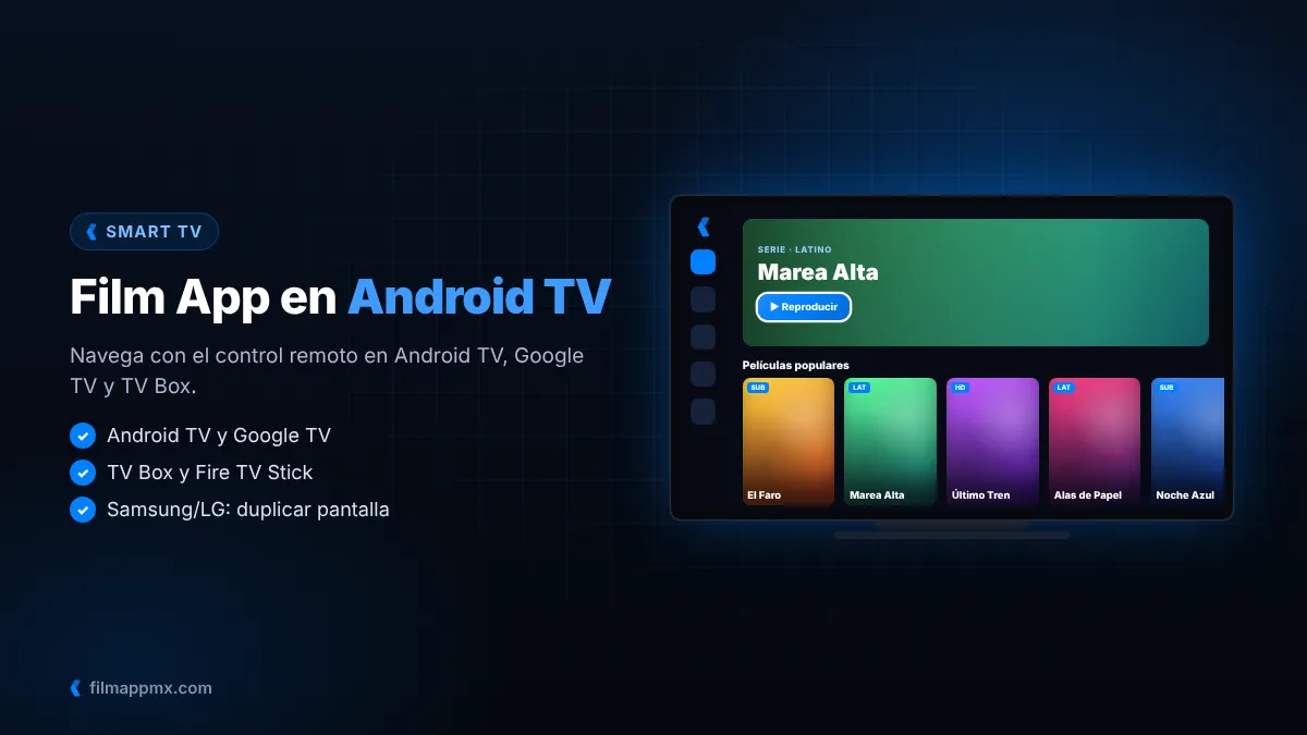Interfaz de Film App en una Smart TV con Android TV